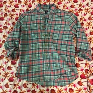 VINEYARD VINES Men's Teal Pink Flannel Plaid Murray Shirt Medium